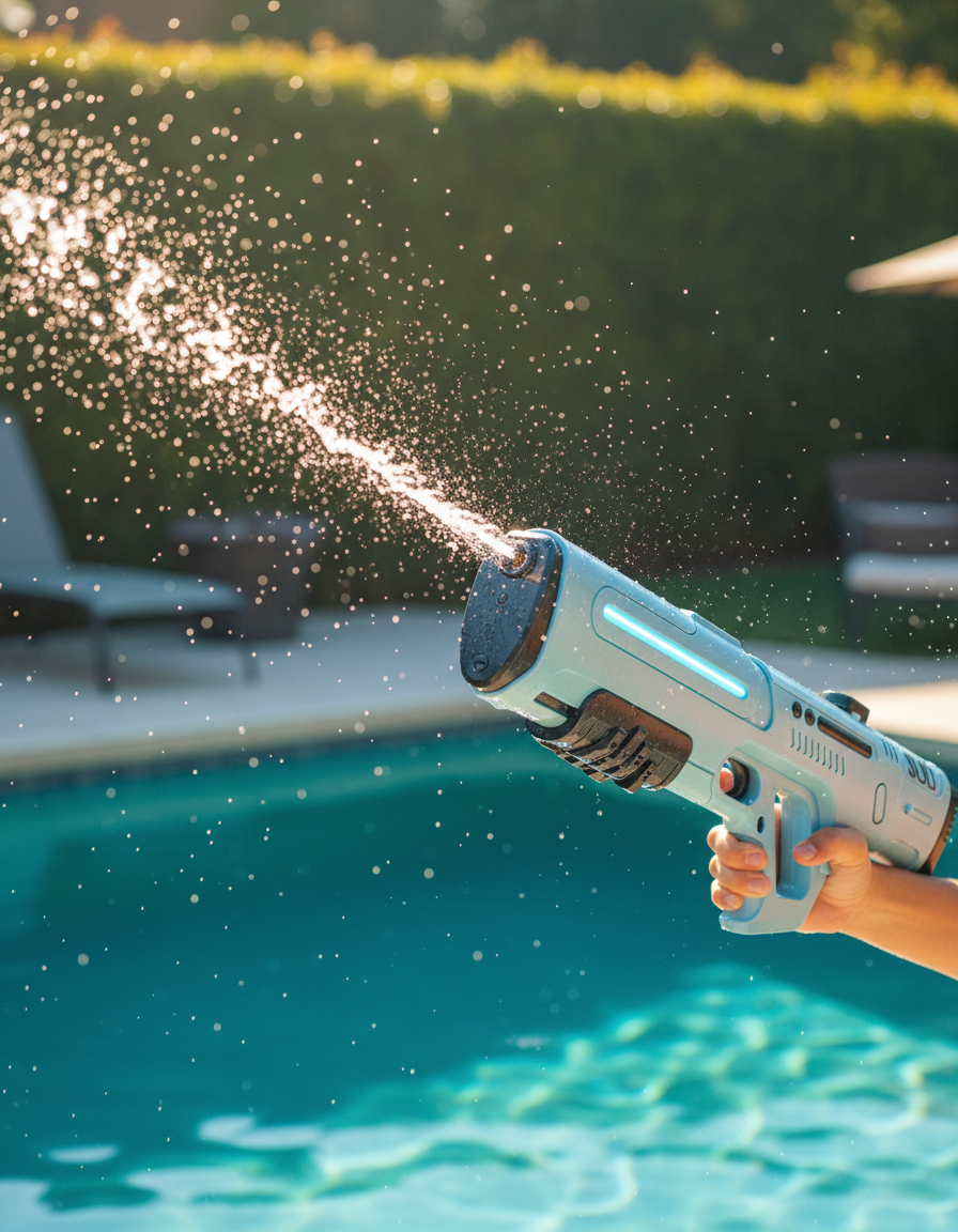 Torrent water blaster firing by the pool